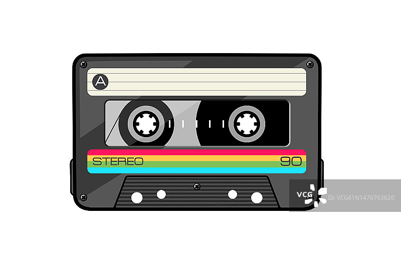 具有复古颜色的盒式录音带插图图片素材