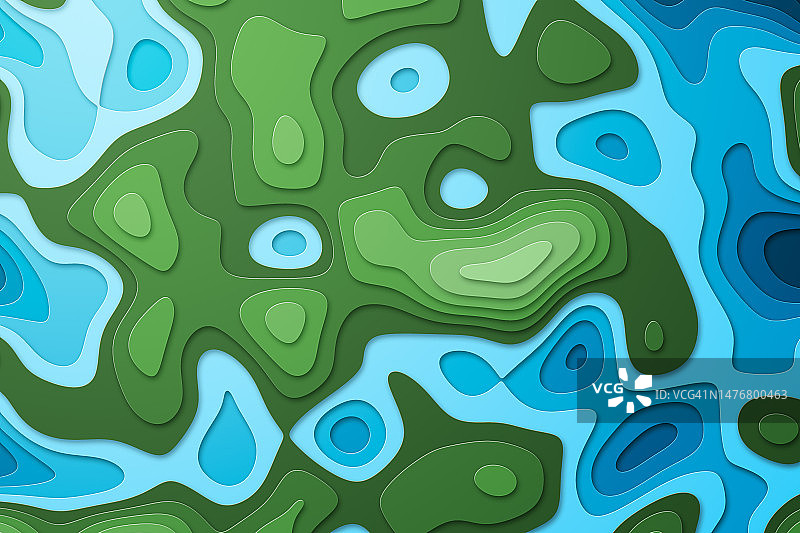 剪纸地形岛屿图片素材