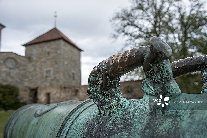 挪威奥斯陆的历史大炮特写图片素材