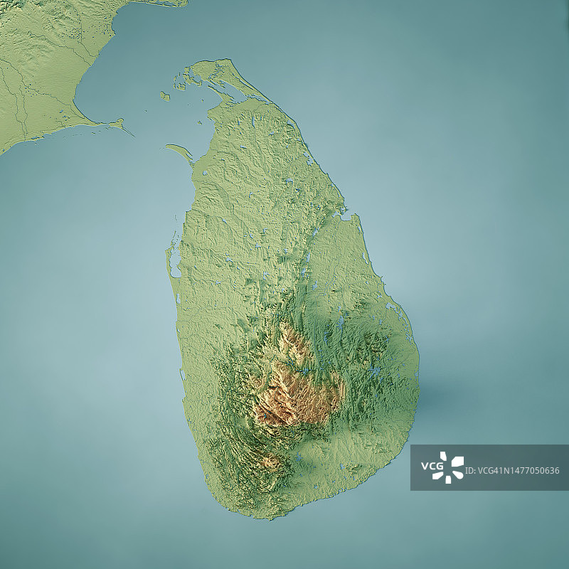 斯里兰卡地形图3D渲染彩色图片素材