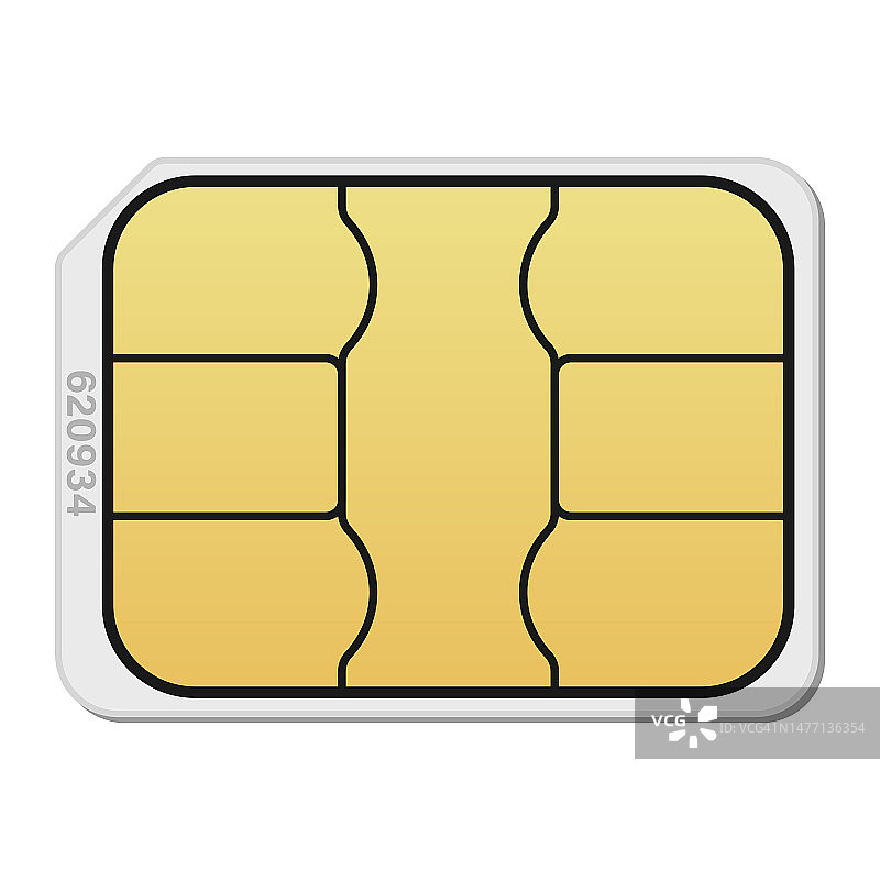 智能手机纳米SIM卡模型（白色背景，已隔离）图片素材