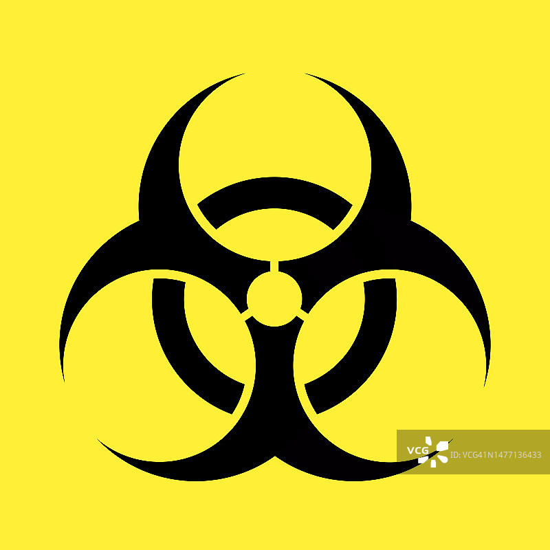 黄色背景上的生物危害警告符号：可用作海报和壁纸的图标图片素材