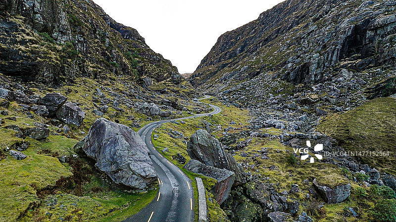 爱尔兰凯里郡邓洛峡谷航拍景观图片素材