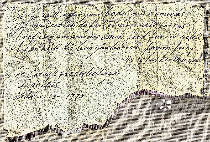 尼古拉斯·赫基默准将手书命令古董版画图片素材