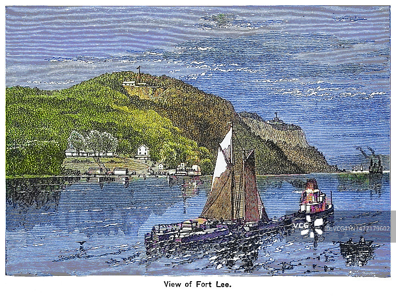 老式版画：新泽西州李堡景色图片素材