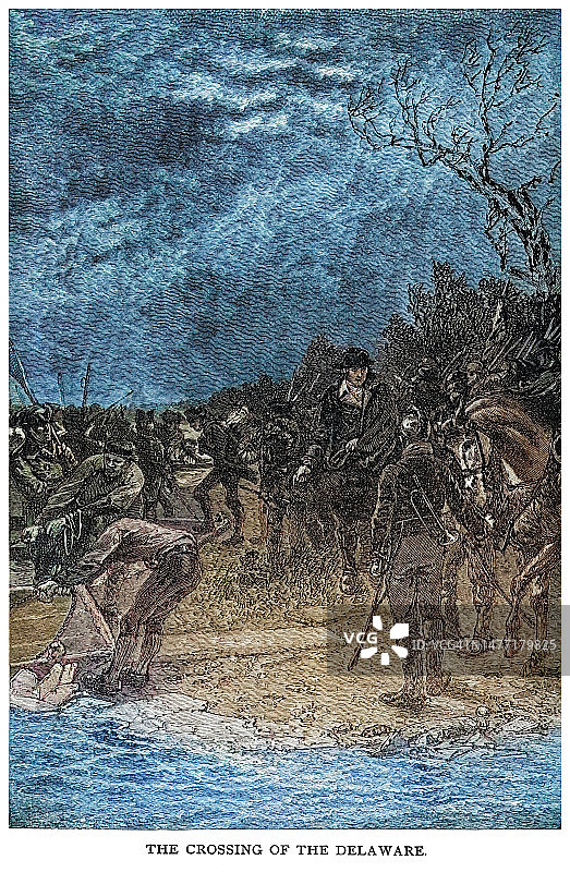穿越特拉华河古版画插图图片素材
