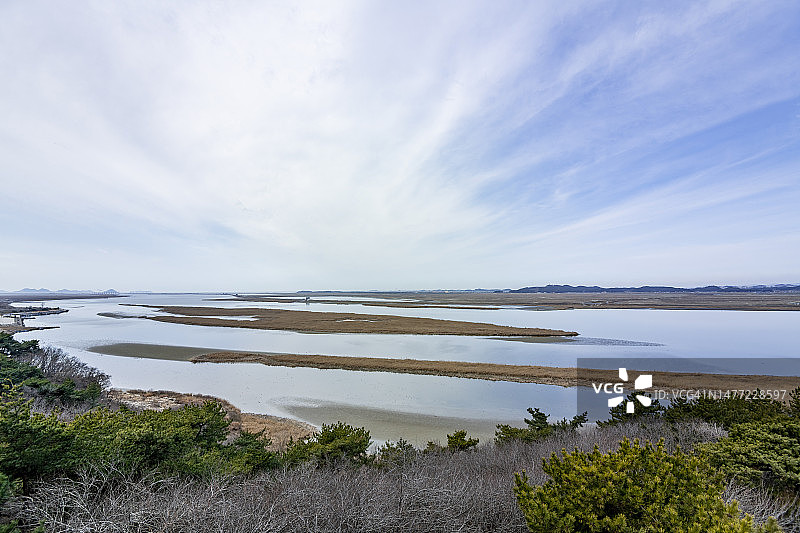 从金凤山拍摄的万顷江河口（近塞万金围垦地）图片素材