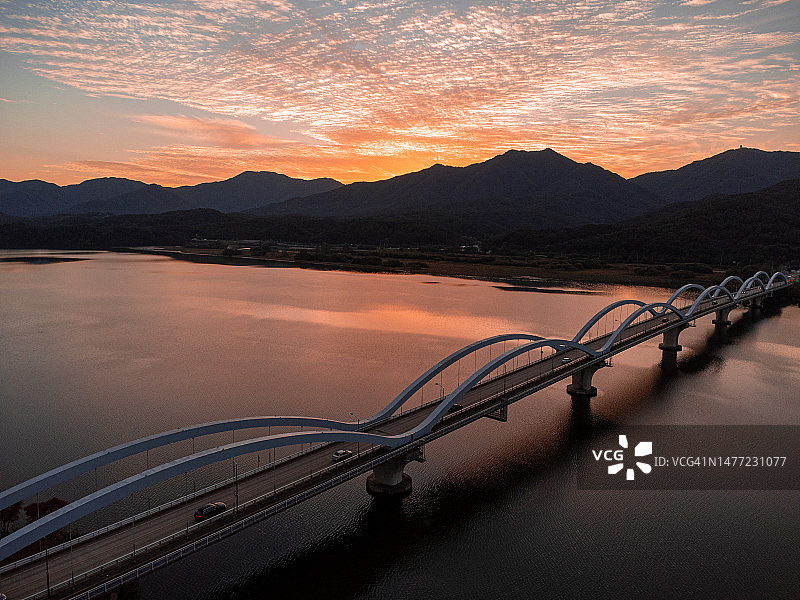 京畿道南杨州市杨水大桥日落图片素材