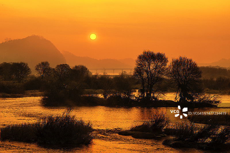 忠清北道忠州日出图片素材