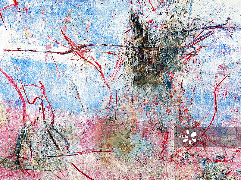 巴黎生锈金属板红白划痕油漆图片素材