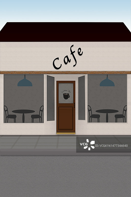 可添加文字的咖啡馆正面街景图片素材