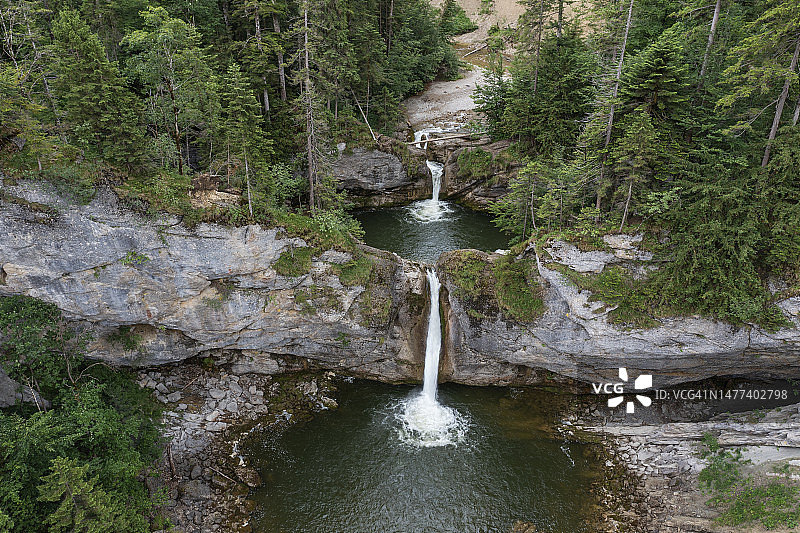 俯瞰乡村景观，包括草地、农田和森林。Gießen，德国黑森州Vogelsbergkreis，Vogelsberg区，欧洲。图片素材