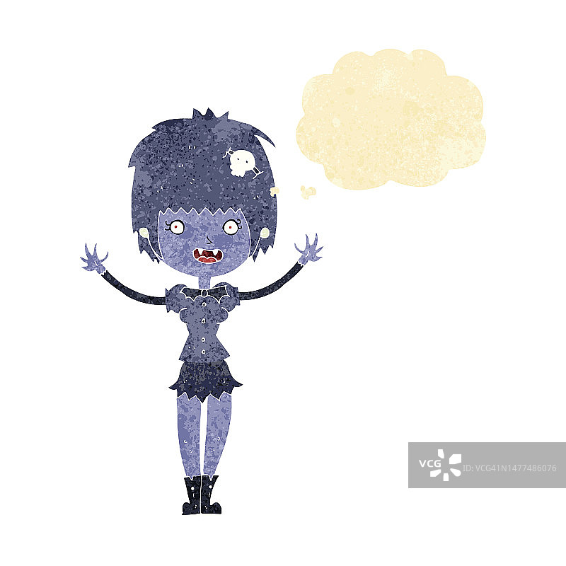 有思想泡泡的卡通吸血鬼女孩图片素材