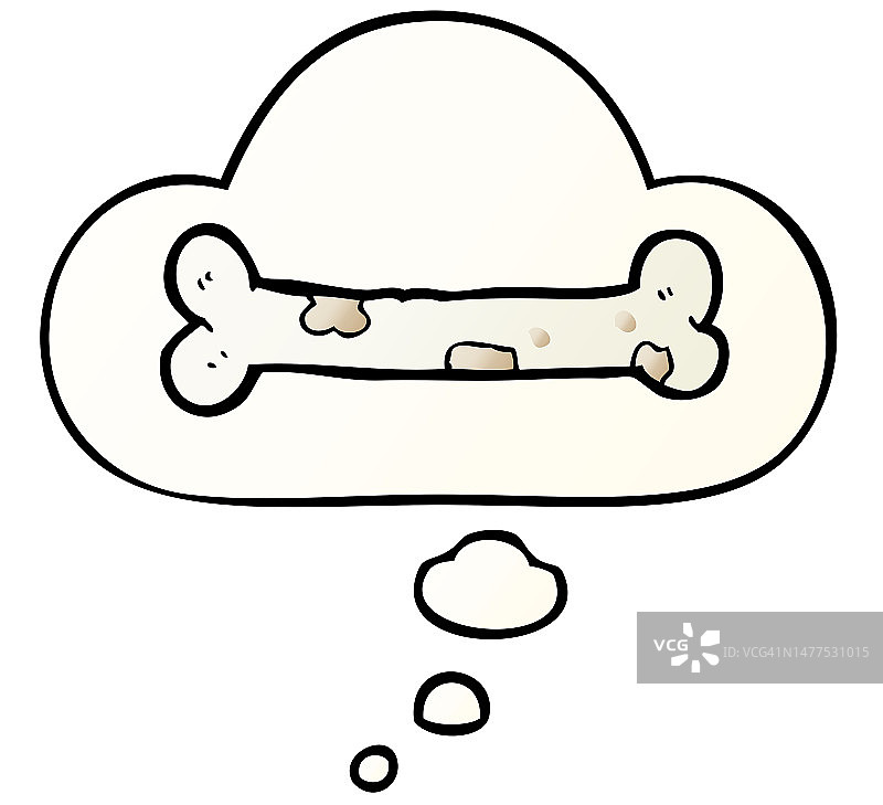 卡通骨头与平滑渐变风格的思维泡泡图片素材