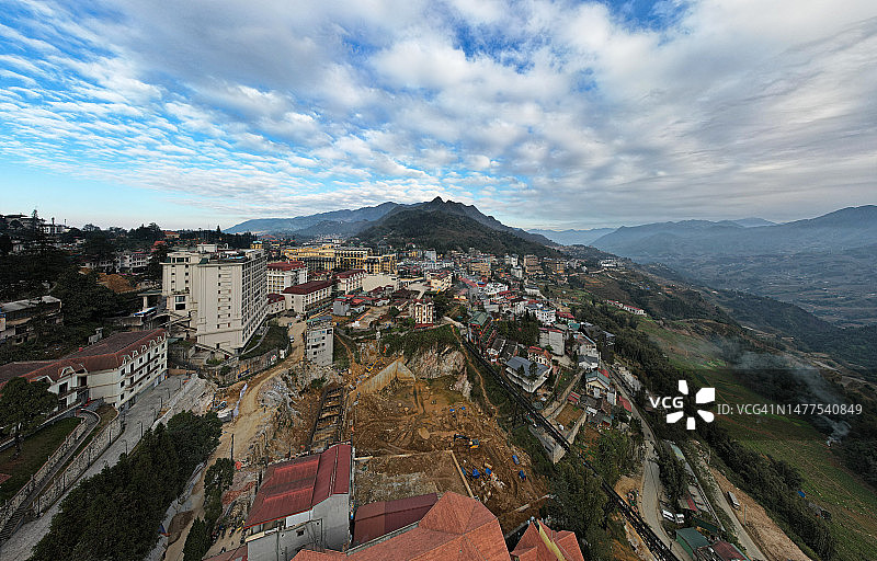 越南老街省沙巴市鸟瞰图片素材