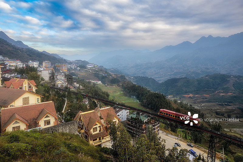 越南老街省沙巴市鸟瞰图片素材