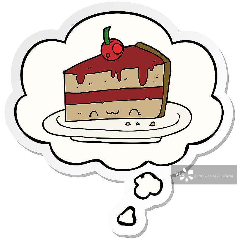 卡通蛋糕与对话气泡贴纸图片素材