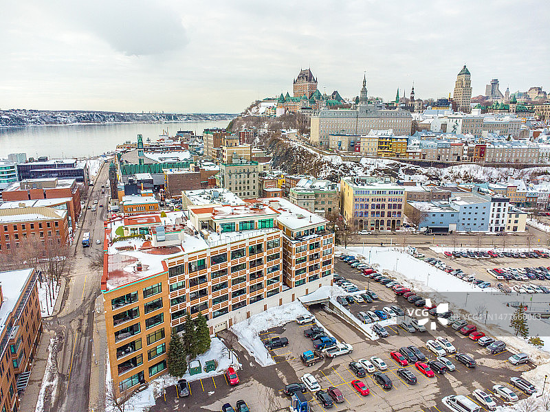 魁北克老城区市中心航拍图片素材