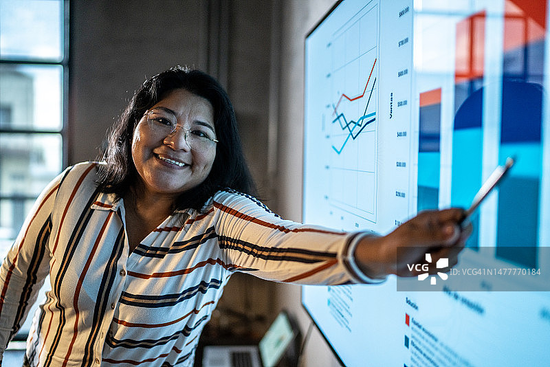 女商人办公室演示的肖像照图片素材