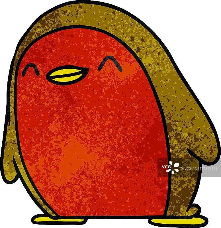 手绘卡通可爱风红色知更鸟图片素材