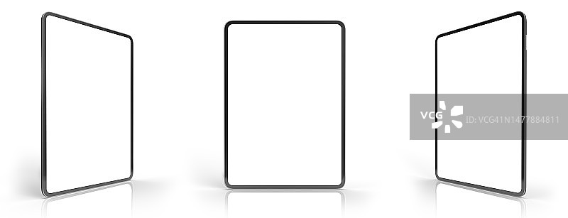 带屏幕裁剪路径的平板电脑正面和侧面图图片素材