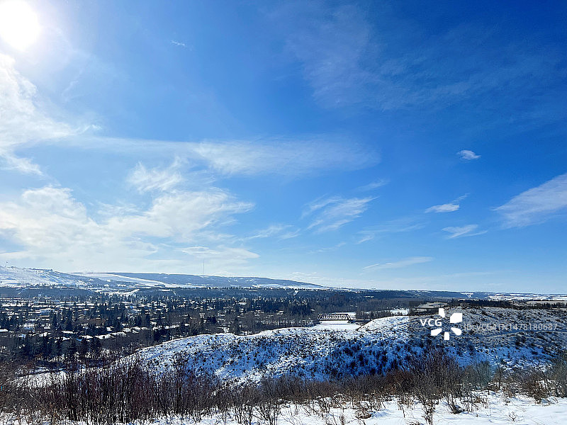 加拿大博蒙特公园雪山蓝天景色图片素材