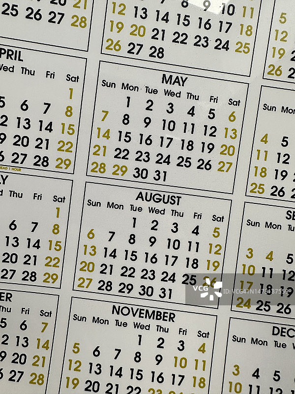 全年日历图片素材