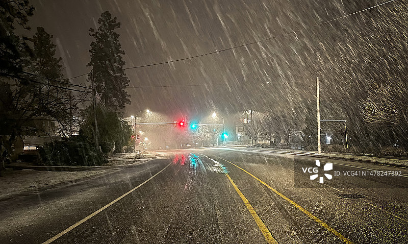 夜间降雪图片素材
