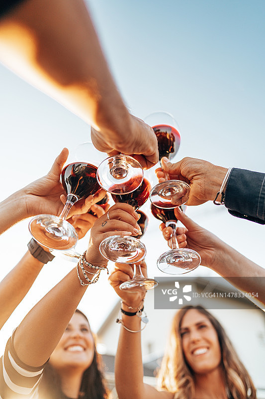 朋友们在家中派对上举杯图片素材