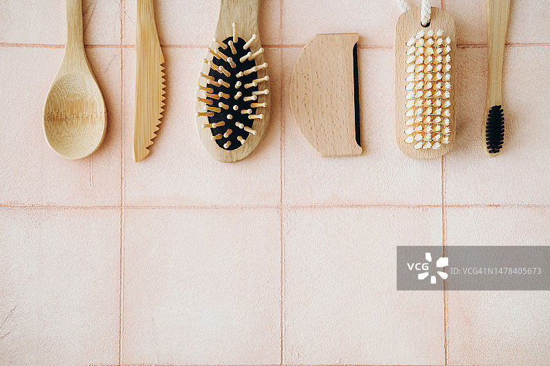 木勺、刀和刷子图片素材