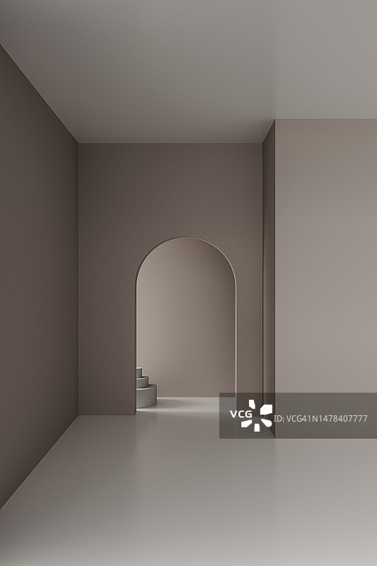 空旷的未装修房间的三维渲染图片素材