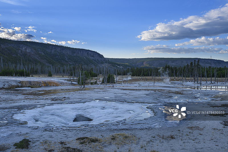 黄石国家公园诺里斯间歇泉盆地彩色温泉图片素材