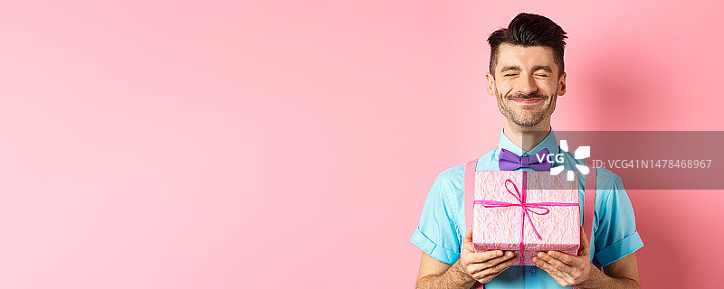 快乐的节日庆祝概念与法式胡须男士图片素材