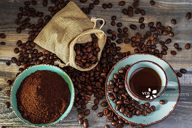 咖啡和咖啡豆（克罗地亚）图片素材
