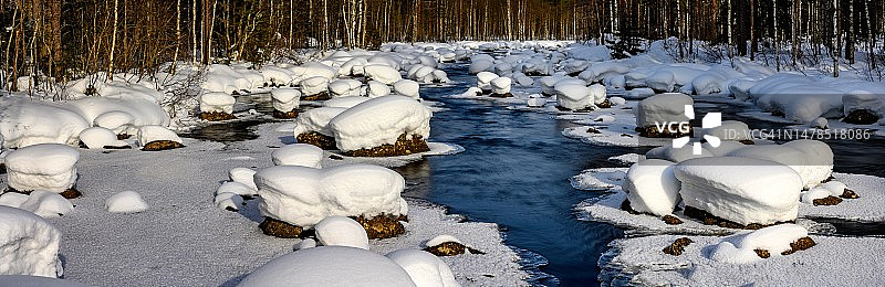 芬兰苏奥穆斯萨尔米雪景俯瞰图片素材