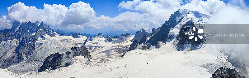 法国霞慕尼南针峰雪山全景图片素材