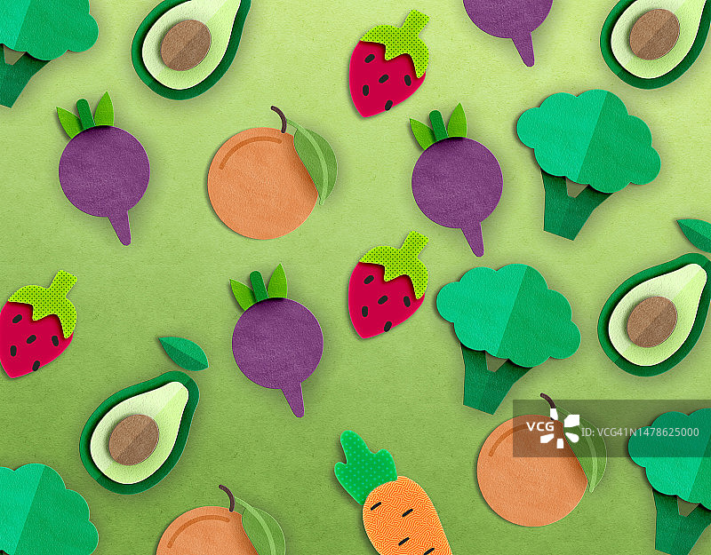 水果蔬菜剪纸作品图片素材