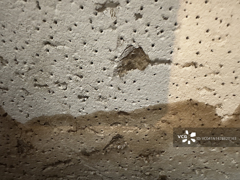 高水位导致地下室潮湿发霉造成的洪水破坏图片素材