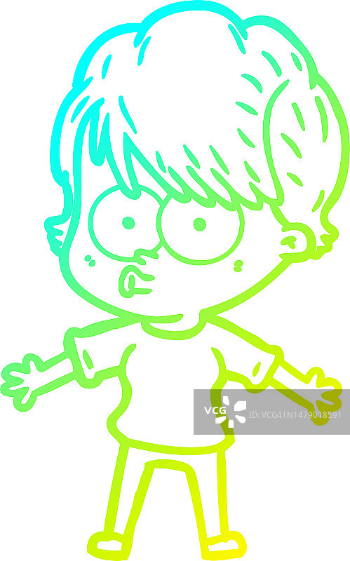 冷梯度线画一个卡通女人图片素材