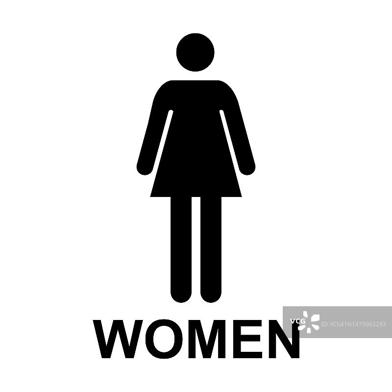女士卫生间标志，女性扁平网页按钮，厕所矢量图图片素材