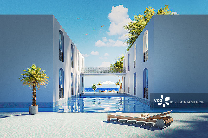 夏季奢华海滩别墅图片素材