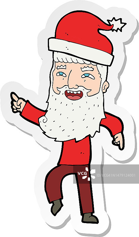 卡通时髦圣诞老人贴纸图片素材