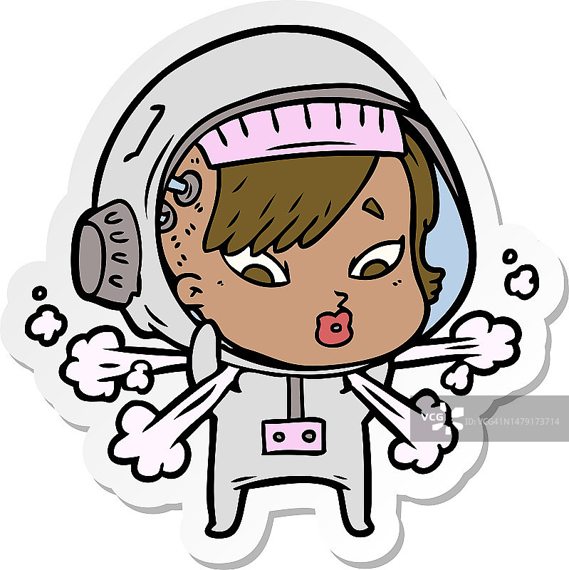 一个卡通女宇航员的贴纸图片素材