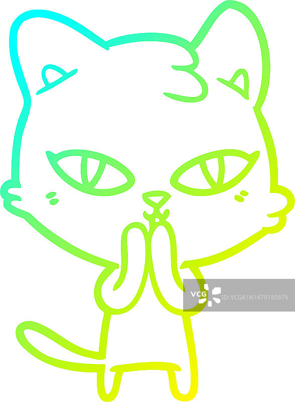 冷梯度线绘制的卡通猫图片素材