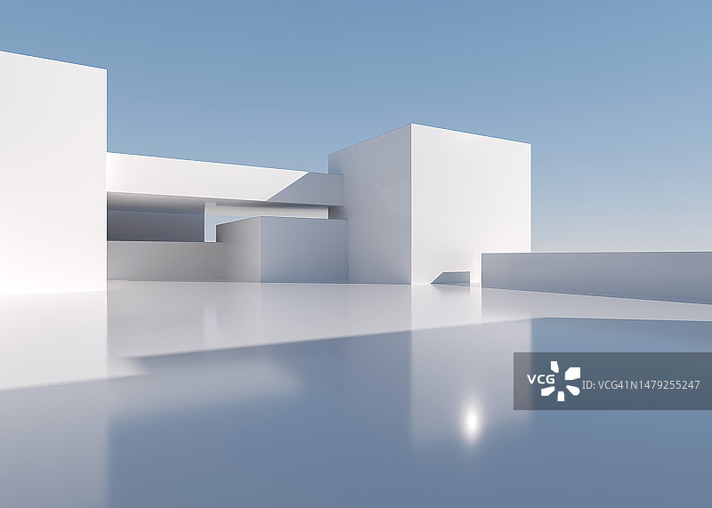 空旷的广场前的现代建筑图片素材