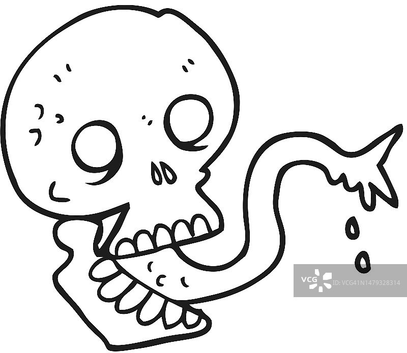 手绘黑白卡通万圣节骷髅头图片素材