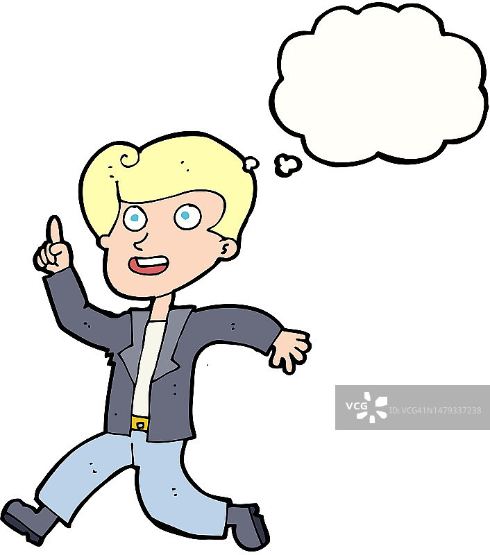 有想法的卡通男人和思维泡泡图片素材