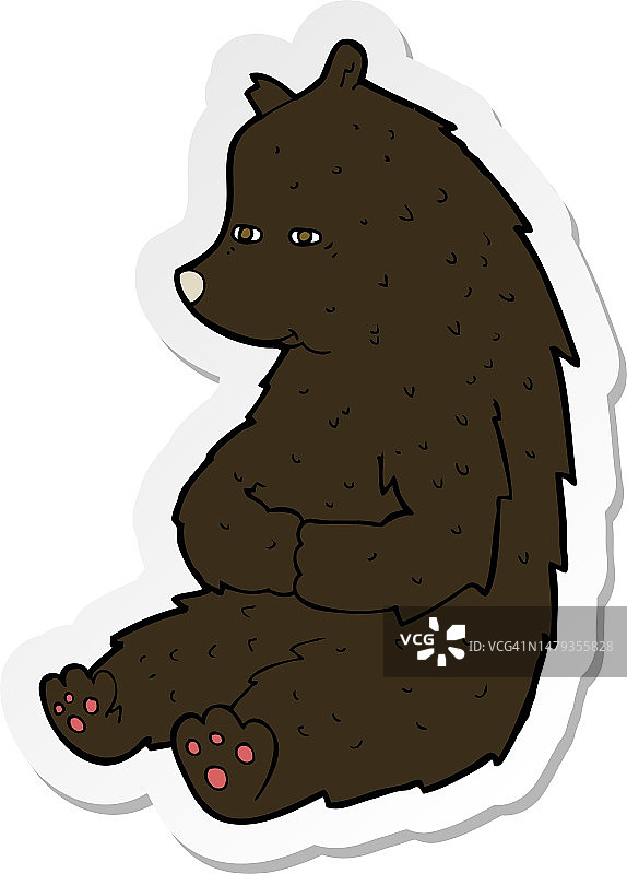 可爱的卡通黑熊贴纸图片素材