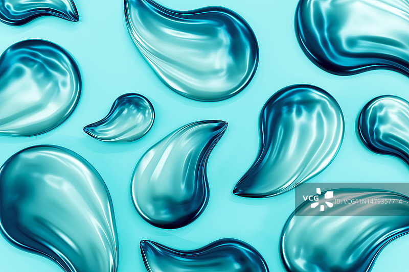 蓝色保湿精华液、凝胶、面霜美容3D图案，护肤化妆品图片素材
