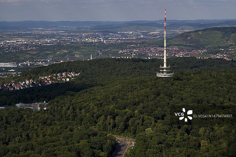 从斯图加特电视塔看费尔巴赫，德国图片素材